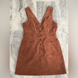 SHEIN Brown Corduroy Button-Up Mini Dress